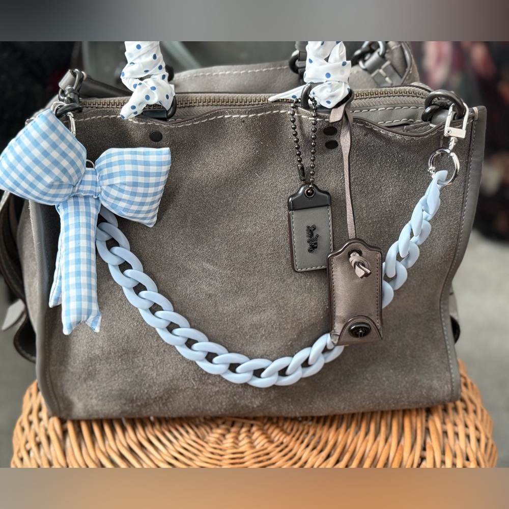 Coach 1941 Rogue 20315 Grey Brushed Suede Leather Gunmetal Hardware Bag